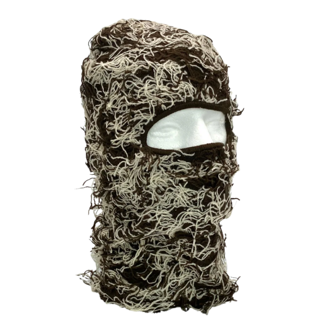 Brown and Tan balaclava on a white background